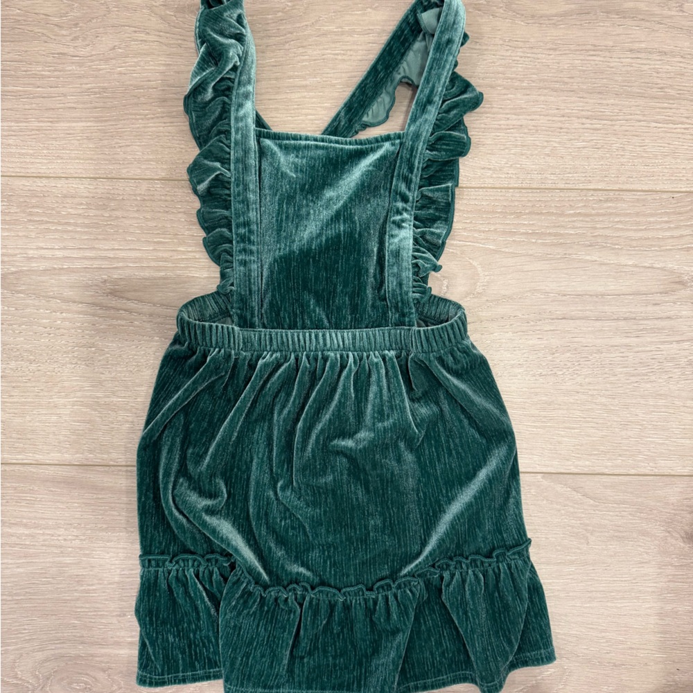 Green Ruffled Velvet Dress - Picture 2 of 2